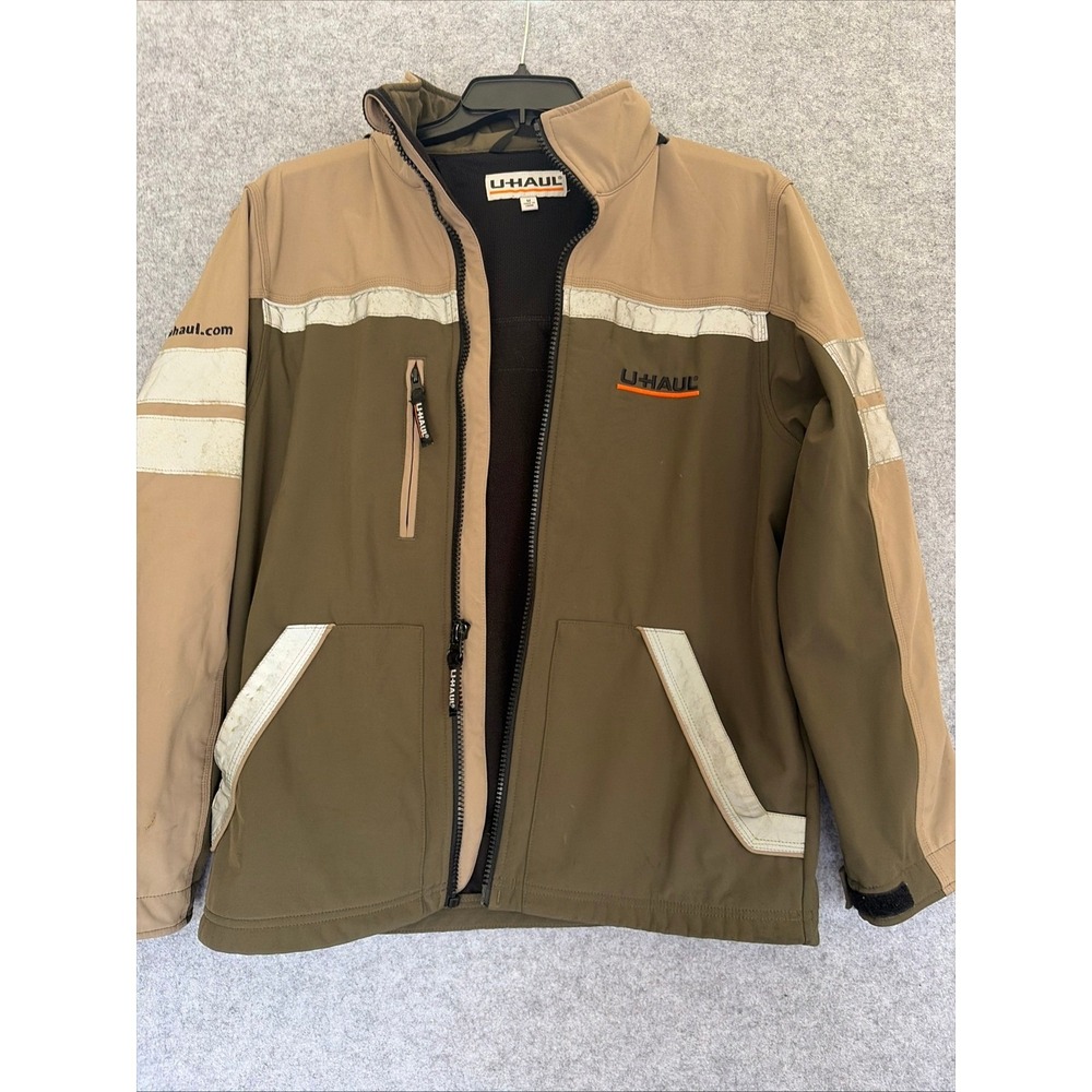U-Haul Official Employee Uniform Jacket Mens Medium Brown Fleece Lined Softshell